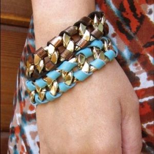Bracelet HUDSON SKINNY by JESSICA ELLIOT Gold Bronze Brown Metallic Leather